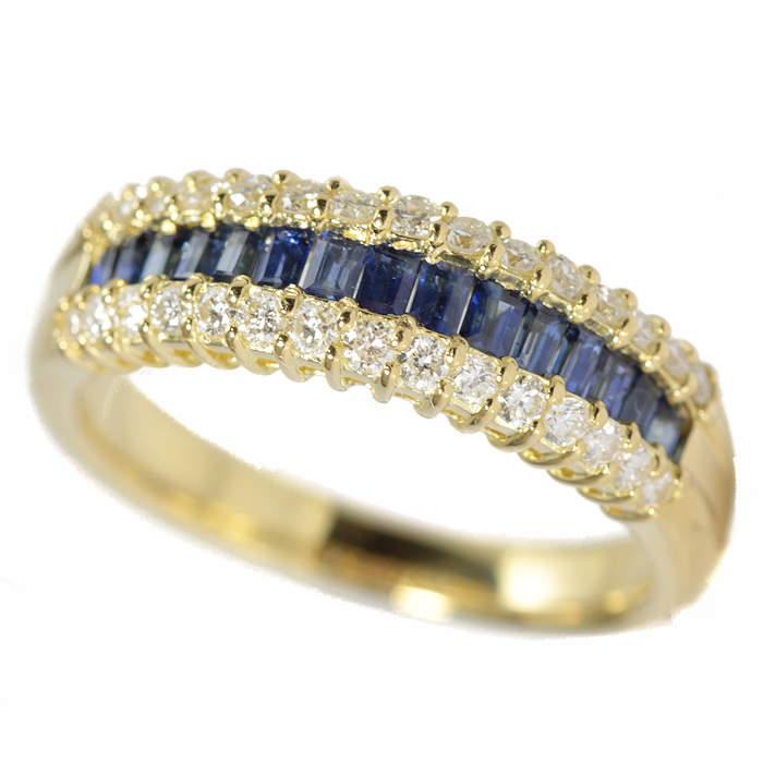 K18 サファイア ダイヤモンド リング 14号 0.56/0.35ct 18金 イエローゴールド 指輪 21406【中古】｜たまや質店