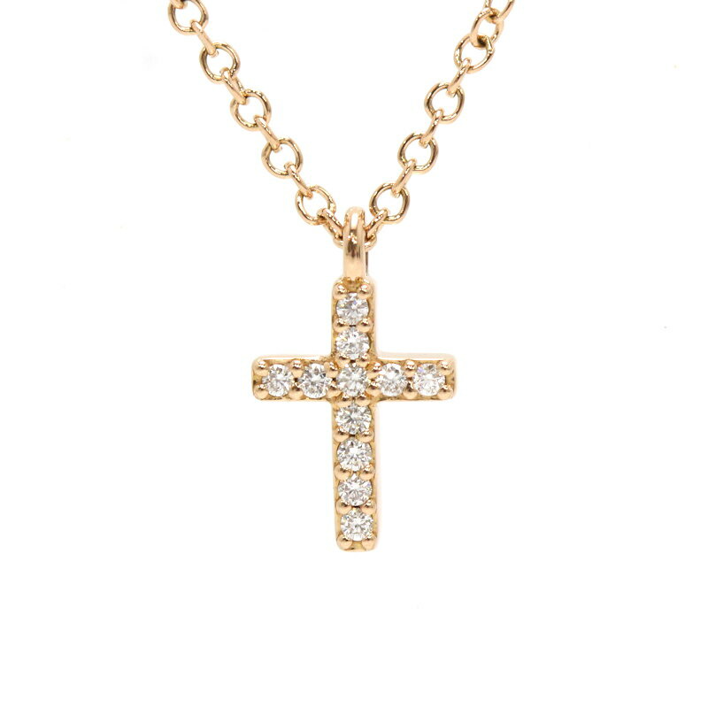 Tiffany&Co. ティファニー メトロクロス ネックレス ダイヤモンド 約42cm K18PG 18金 ピンクゴールド 十字架 31083 【中古】