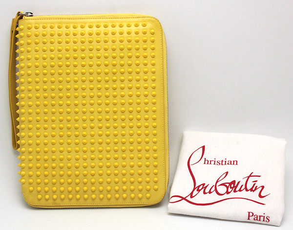 Christian Louboutin クリスチャンルブタン CRIS CASE iPadケース イエロー スタッズ 01864【中古】