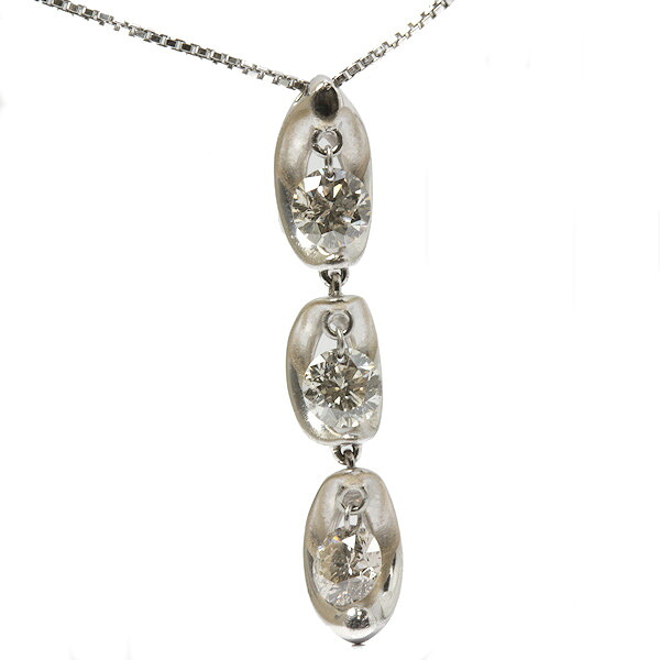 3連 ダイヤモンド 1.021ct K18 18金 ホワイトゴールド WG ネックレス 01615【中古】
