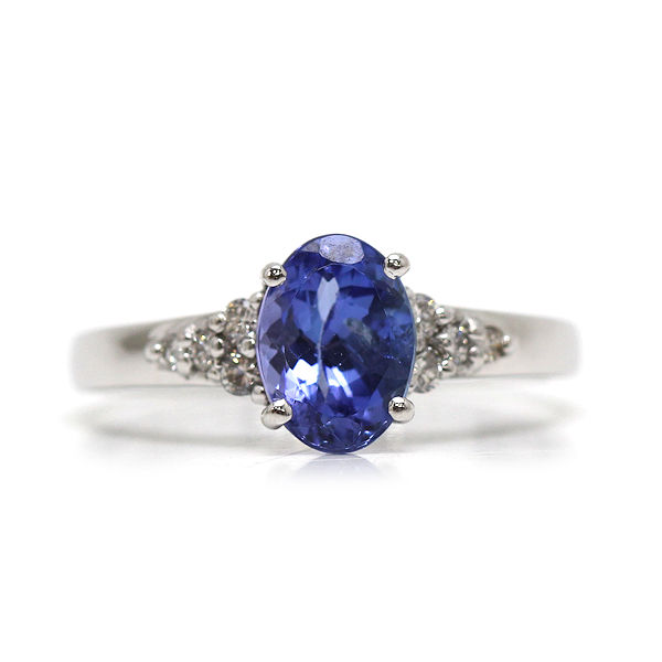 三越 K18WG タンザナイトリング 12号 1.44ct ダイヤモンド 0.12ct 18金 ホワイトゴールド 指輪 21609 【中古】