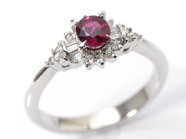 楽天市場】ルビー＆ダイヤモンドリング 0.48ct 0.19ct Pt900 10号 約  