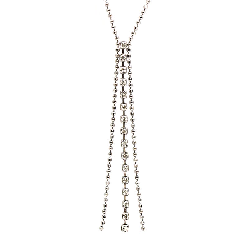ダイヤモンド 0.3ct ネックレス K18WG 18金 ホワイトゴールド 全長約45cm ボールチェーン 20466 【中古】｜たまや質店