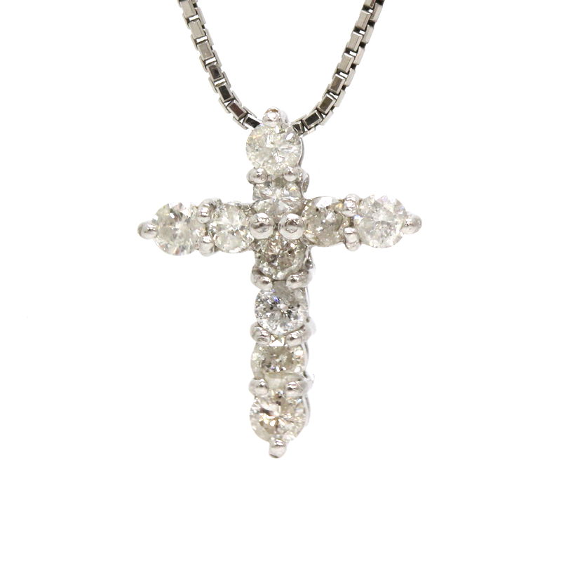 Pt850/900 クロス ネックレス 十字架 ダイヤモンド 0.70ct プラチナ 全長約40cm 約6.0g 31553 【中古】|たまや質店