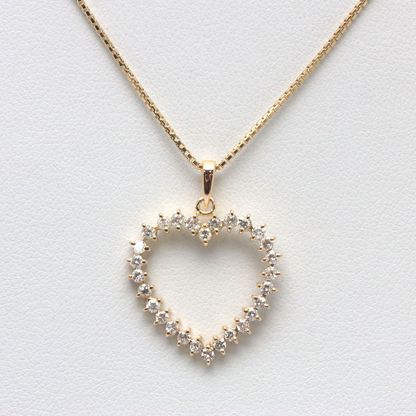 K18 ダイヤモンド ハート ネックレス 0.54ct 40cm 18金 ゴールド ダイヤ 13278 【中古】