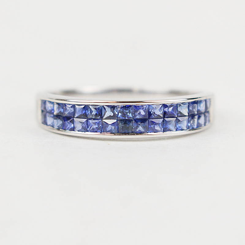 サファイアリング 指輪 ブルーサファイア 0.90ct 18金ホワイトゴールド 18号 K18WG 30525【中古】