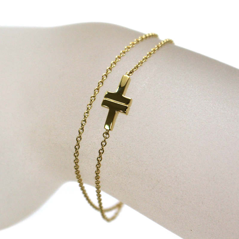 Tiffany&Co. ティファニー T Twoダブルチェーン ブレスレット 約31cm K18 18金 ゴールド 31561 【中古】｜たまや質店