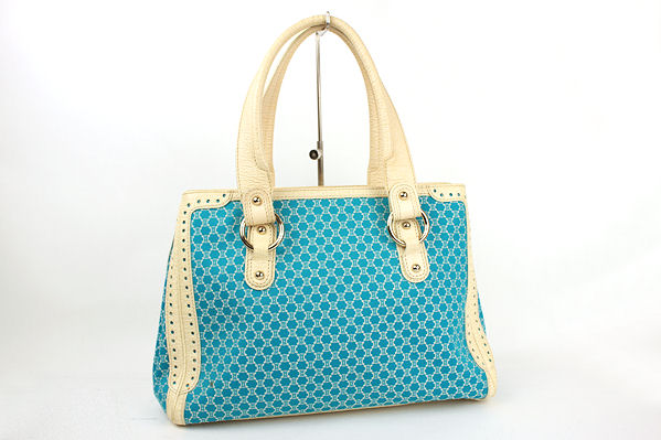 美品 セリーヌ CELINE ショルダーバッグ トート ターコイズブルー系 92855【中古】