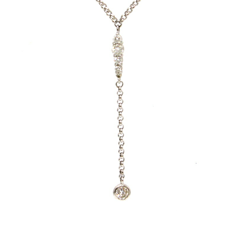 Pt850 Pt900 ダイヤモンドネックレス 約42cm 0.58ct プラチナ 約6.9g Iライン 縦長 30148【中古】