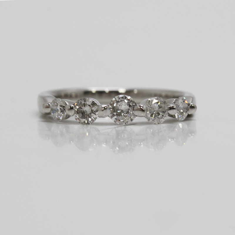 ハーフエタニティリング 指輪 8号 ダイヤモンド 0.50ct K18 18金ホワイトゴールド WG 30382【中古】