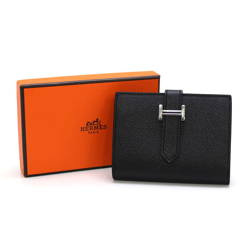 HERMES エルメス ベアン名刺入れ なめし革 黒いこと 黒 X目じるし 2016年生み出すこと フランス共和国製 31473 【中古】