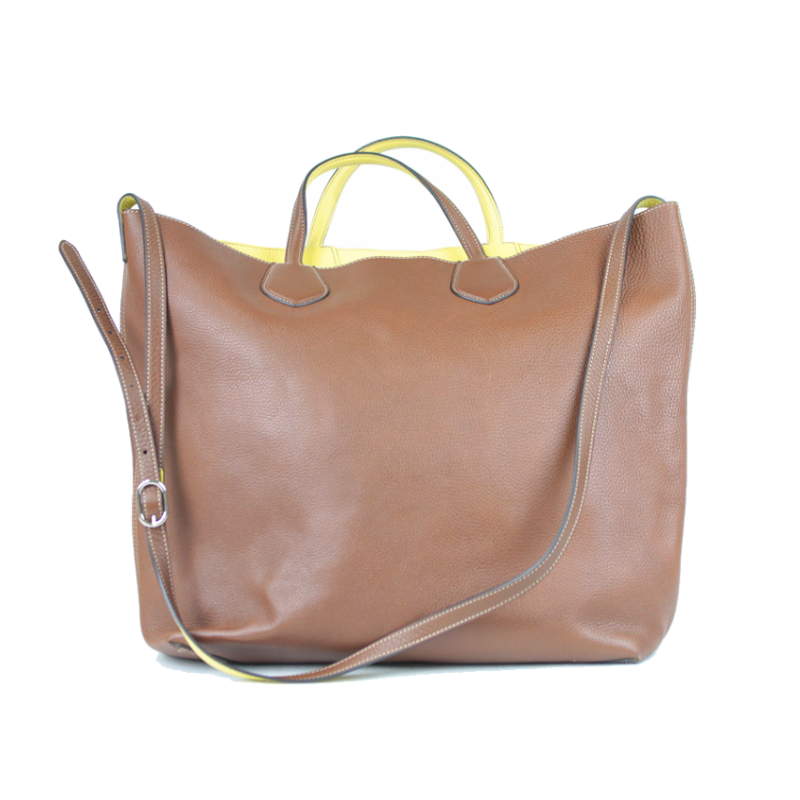 GUCCI グッチ リバーシブル2Wayトートバッグ ショルダーバッグ 370823・525040 レザー ブラウン イエロー 31660【中古】