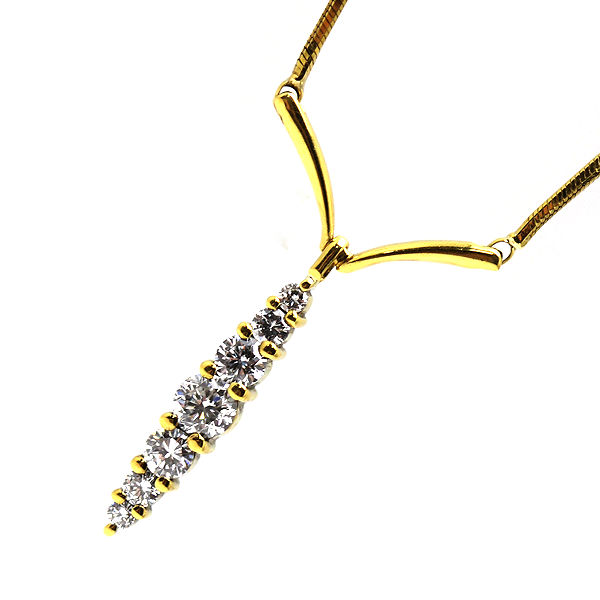 K18 ダイヤモンドデザインネックレス 0.39ct 約41cm 18金 ゴールド スネークチェーン Y字 20858 【中古】｜たまや質店