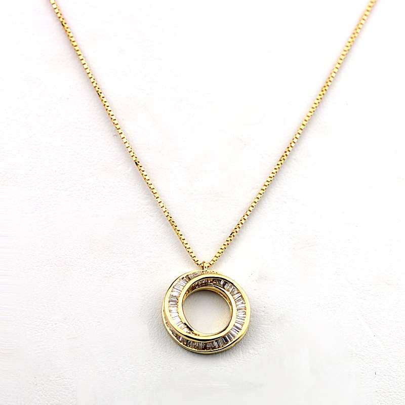 K18 18金イエローゴールド　ネックレス　ダイヤモンド　0.65ct　サークル 円形 バケット 22512【中古】