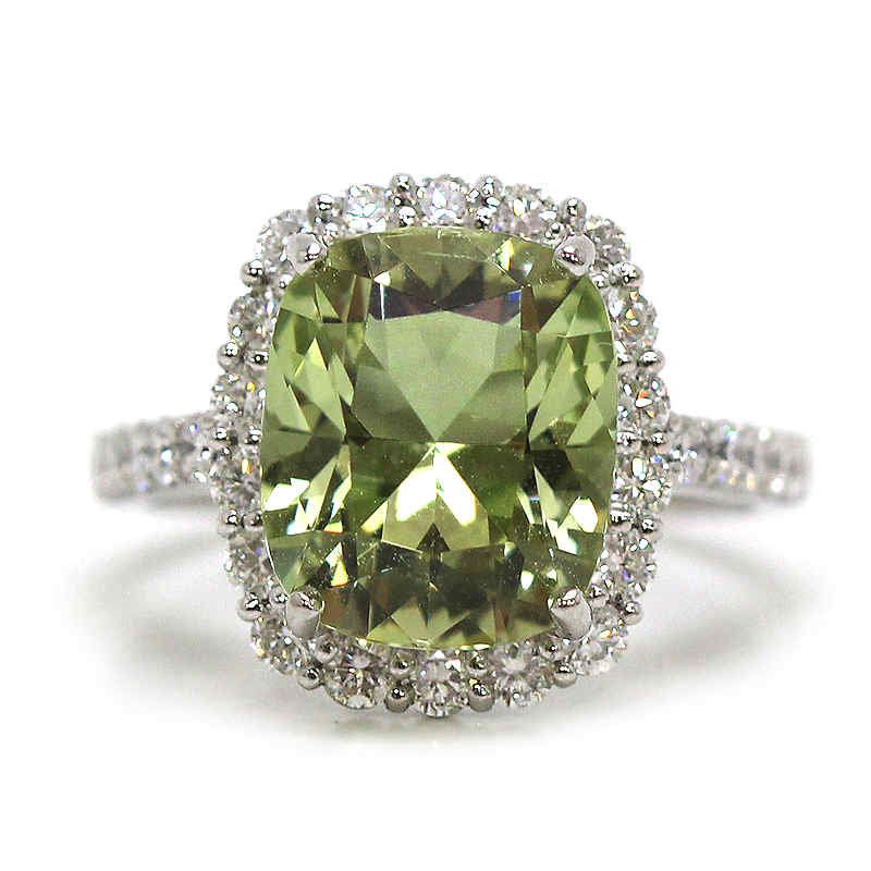 Pt900 グリーンベリルリング 17.5号 6.557ct ダイヤモンド 1.24ct プラチナ 指輪 緑 30913 【中古】|たまや質店