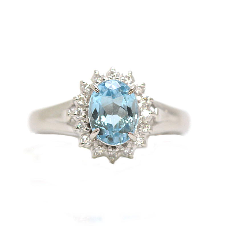 アクアマリンリング 指輪 アクアマリン 1.14ct ダイヤモンド 0.10ct プラチナ Pt900 12号 4.0g 31348【中古】｜たまや質店