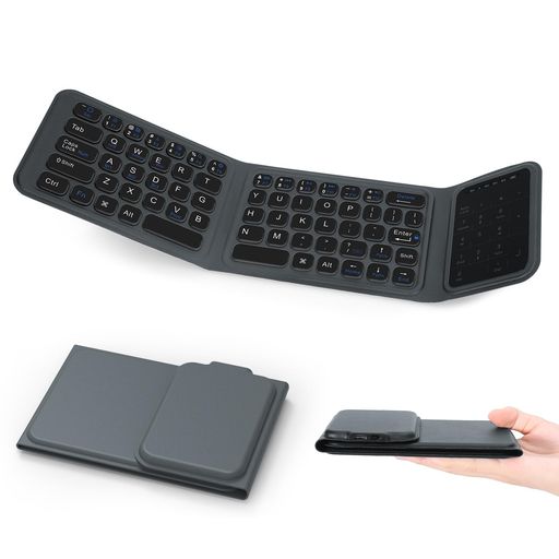 【極薄型】LAMAキーボード折りたたみbluetoothワイヤレスiOS/Windows/Android/Mac/iPad/iphone対応3台デバイス切り替え軽量折り畳みキーボードテンキータッチパッド付き充電式無線携帯便利