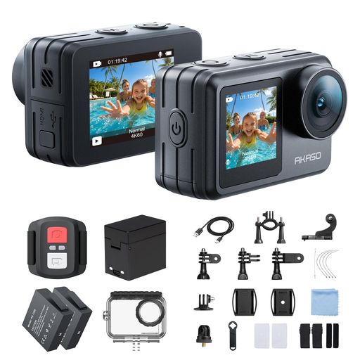 AKASO Brave 7 LE 動き写真器 4K60FPS 20MP IPX7本機雨合羽 40M雨合羽 水中写真器 六軸手ぶれ手を加える デュアル色合い映写幕 タッチパネル式 タイムラプス 無線LAN/Type-C外の方マイクロホン相応う