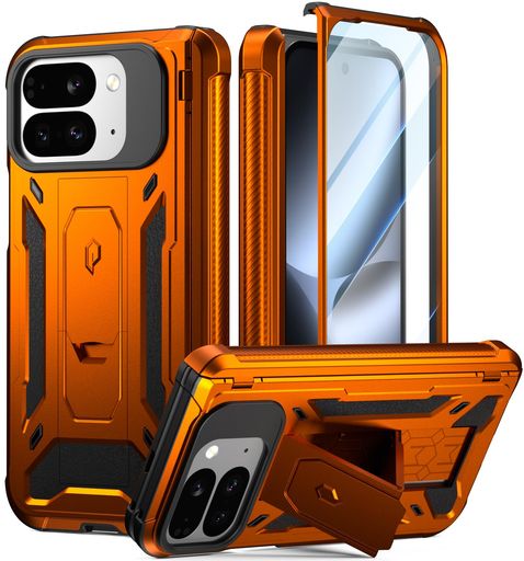 POETIC Spartan 入れもの(Google Pixel 10 Pro Fold用)[蝶つがい防御すること][蹴りつける照明ランプ][圧砕機品位防御すること] 盛りだくさん上半身耐衝撃防御すること覆いかぶせる(映写幕プロテクター内蔵)メタリックオレンジ