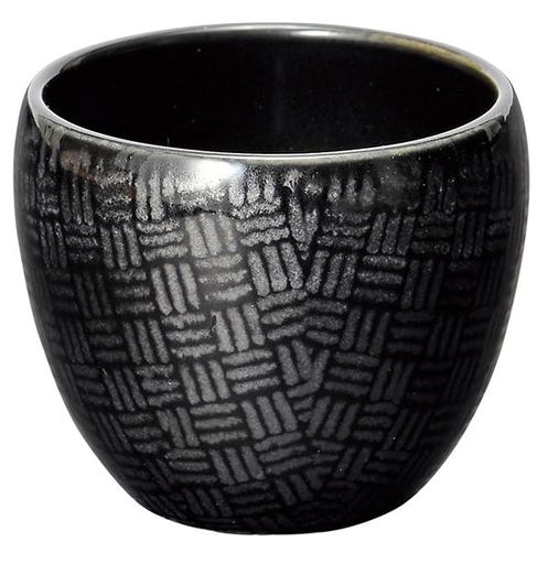 サンメニー仏壇茶湯器水入れお茶入れ単品本格有田焼日本製インテリアに馴染むおしゃれお茶湯呑み仏具現代仏壇お仏壇仏具小物篭(かご)市松模様ブラックお供え茶器ゆのみコンパクト小…