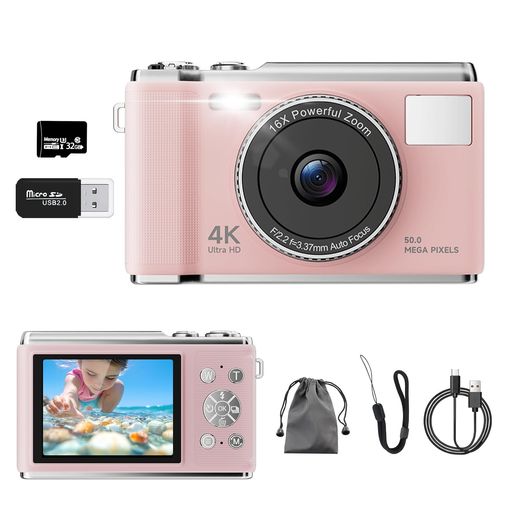 ディジカメ【4K映像映画化、脹れ上がる点数された真の50MPすがた絵】デジタル写真器 32GB Micro SD歌留多付き添い人 AFオート興味の中心 コンパクトカメラ 2.83inの大画面 16倍望遠レンズ 閃光電球 手振れ…