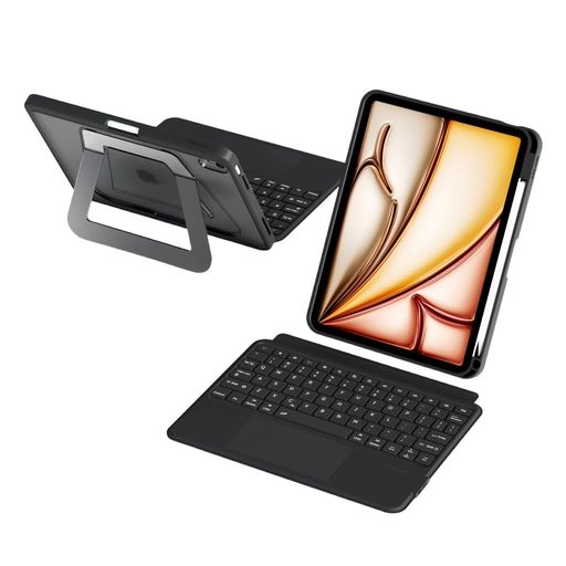 縦置き対応 iPad A16 第11世代 (2025)/ 第10世代(2022)対応 キーボードケース アルミスタンド タッチパッド 7色バックライト付き 米軍MIL規格半透明カバー マグネット分離式 半クリア 薄型 軽量 …|タムタム 店
