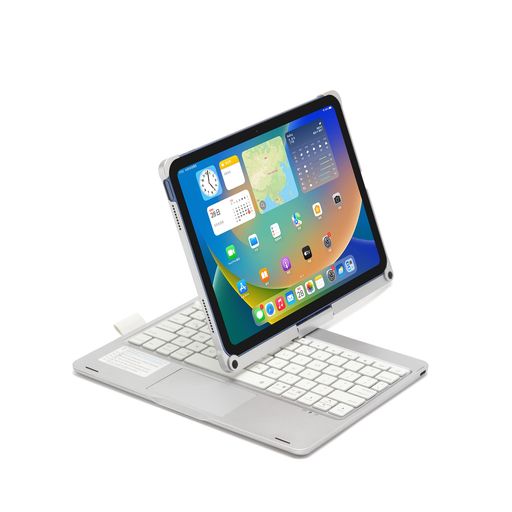 Moogukadan360度回転させるiPadA16第11時人/iPad10第10時人用のキーボードケースタッチパッド積み上げる7色のうしろ側点火装置一体型無線電話Bluetooth鍵盤多角度合わせるオートスリープ銀(360°回転させる)