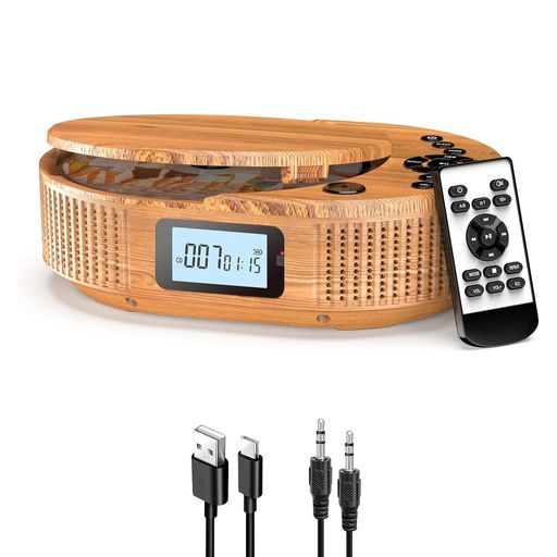 FELEMANポータブルCDプレーヤーBluetoothスピーカー内蔵2000mAh充電式バッテリー搭載CDラジオLEDディスプレイ防塵透明カバー付き1台多役Bluetooth5.0/CD/FM/USB/AUXなどに対応 6,305円
