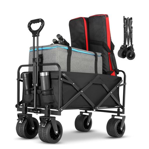 【持ち運びやすさ】キャリーカート300L大容量耐荷重225kgアウトドアワゴンキャリーワゴン:キャンプキャリーアウトドアカートワゴン4輪車頑丈軽量折りたたみ収納台車買い物折り畳みおし…