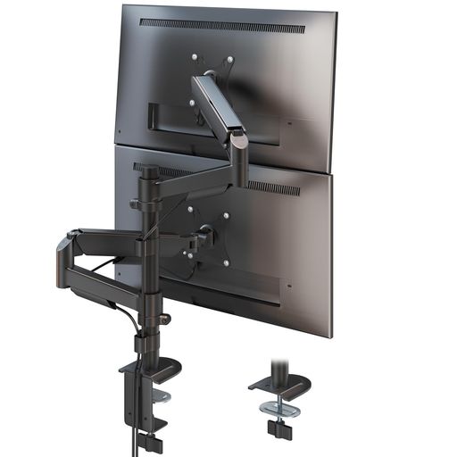 ACCURTEKデュアルモニターアーム2画面17-32インチ対応VESA75x75/100x100耐荷重2-9kgポールマウント縦/横型クランプ&グロメット式