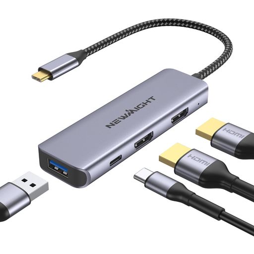 USBCHDMI拡張2画面4in1アダプタ分配器拡張モード対応パソコンに2台のモニターをつなぐ4KHDMI*2、高速USBデータ伝送、USB-C100W充電、MacBookPro/Airなど対応在宅勤務