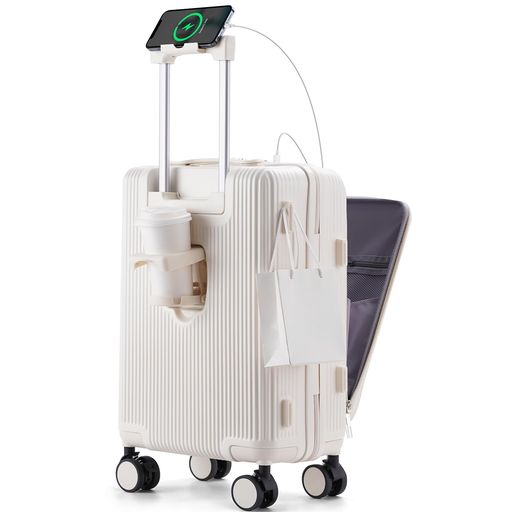 [RIMUKE]前開き旅行バッグ機内持ち込みキャリーケースパソコン納める衣嚢USB界面付き添い人優勝杯保持者付き添い人持ちはこび入れもの超軽さ360度回転させる耐衝撃ック静音旅する商行為出張1泊2泊3泊ホ…