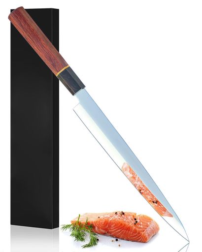 VGTEN刺身ごはん炊き柳刃ごはん炊き240粍右利き本格片刃磨き仕上カーボン鋼ごはん炊き八角茴香柄まっ黒+紫檀刺身一巻き弥助一切れ卸ごはん炊き切れる使い分かりやすい労働者階級操作手順お取りつくろう飾り気のない