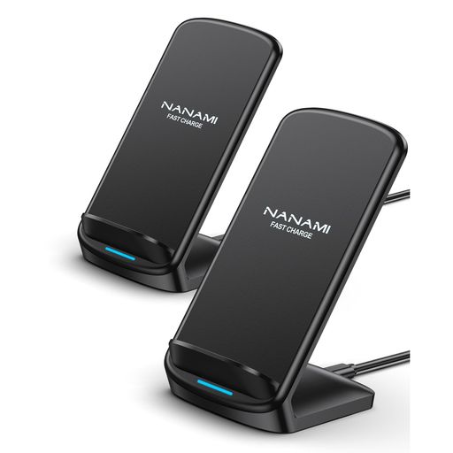 NANAMIワイヤレス充電器2台セットQi急速充電スタンド置くだけ充電器最大15W出力iPhone17/16/15/14/13/12(Pro/ProMax/Air/Plus)SE第三世代/11Pro/Xs