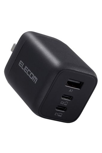エレコム充電器Type-C3ポートUSB-Cx2USB-Ax165WUSBPD対応PPS対応折りたたみ式プラグGaN採用【iPhone/iPad/MacbookAir/WindowsPCなど対応】ブラック