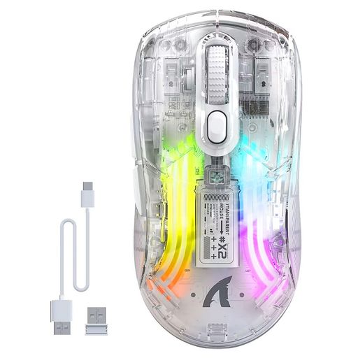 MAMBASNAKExATTACKSHARKX2ゲーミングマウス透明スケルトンおしゃれ3モード2.4G/有線TypeC/BluetoothPixArtセンサーワイヤレスマウス透明マウス静音無線軽量RGBイルミネーション