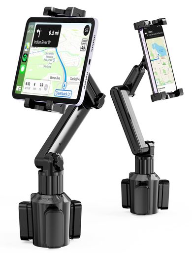 【令和7年新登場】TOPGO車載タブレットカップホルダードリンクホルダー伸縮アームiPad車用スタンドスイッチ固定360度回転取り付け簡単安定して揺れない15~29センチのタブレットやスマー…