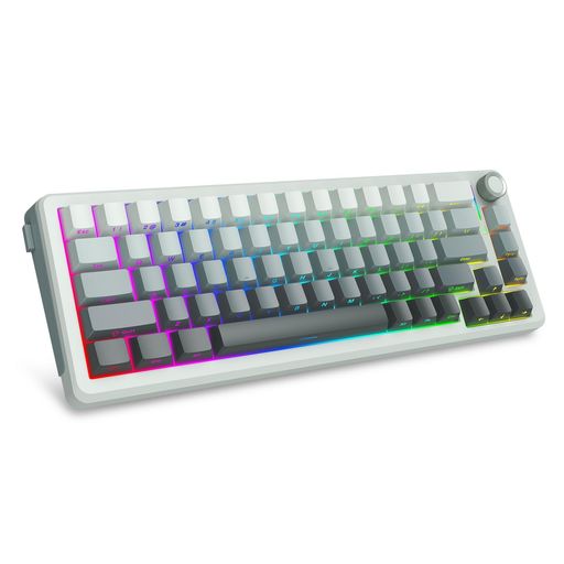 e元素Z-68ワイヤレスメカニカルキーボード銀軸英語配列68キーゲーミングキーボードBluetooth無線/2.4GHz無線/有線60%コンパクトキーボードホットスワップ5層遮音ガスケット構造&ノブ付きRGBバ…