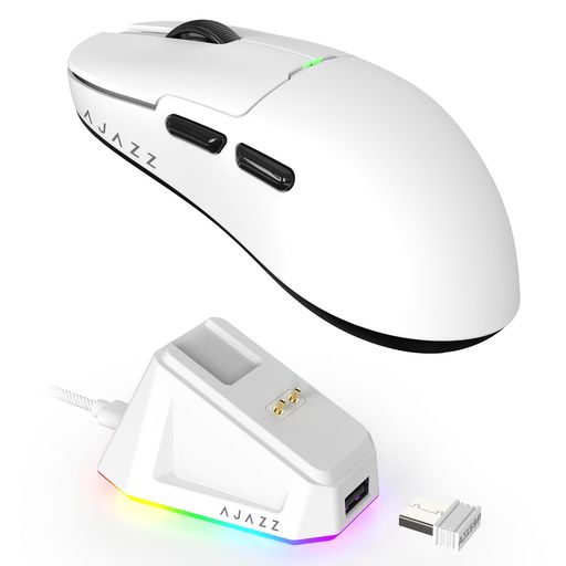 A.JAZZXATTACKSHARKAJ159Pゲーミングマウス56g超軽量ワイヤレス2.4G/USBTYPE-CコスパマウスPAW3395センサー26000DPIDIY持ち運びに便利左右対称人間工学PC/Mac対応