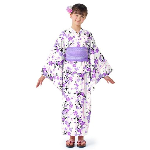 COLORFULCANDYSTYLE浴衣セット110cm花みずき・紫子ども浴衣ゆかたセットドレス花火大会納涼祭女の子NB700310