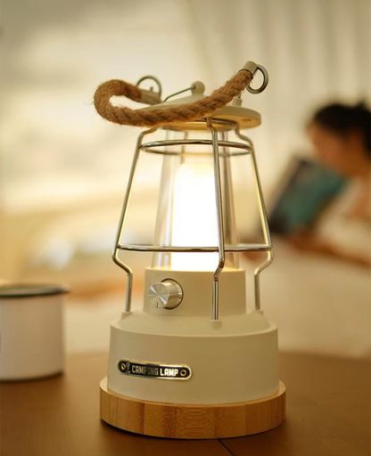 キャンプ用LEDランタン調光暖色USB充電式乾電池式バンブー麻紐天然素材無段階調光キャンプアウトドアBBQ車中泊登山お釣り防災停電非常用(ホワイト) 4,904円