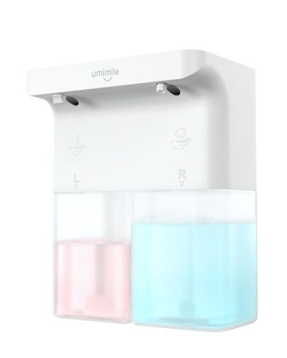 Umimileユミマイルソープディスペンサー泡液体自動ダブルヘッド600mlハンドソープ食器洗剤手洗い壁掛け可能IPX4防水キッチン対応