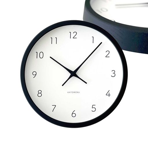 KATOMOKU Muku Clock 7 ブラック km-60BKRC 掛け時計 スイープムーブメント 直径30.0cm (電波時計)｜タムタム 店