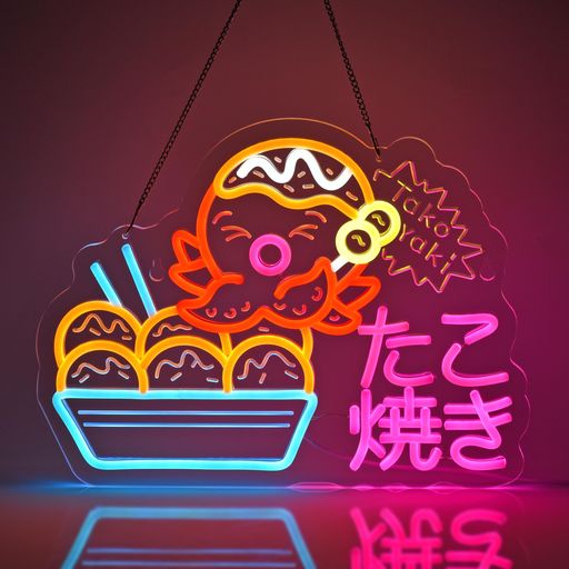 CNBEYOUNGたこ焼きネオンサインバス発着場用LEDNEONSIGN店室内装飾飾りつけ飾りつけledネオン管バス発着場用目じるしサインタコヤキネオンライト佇まい溢れ点火装置貼り出し赤ちょうちん喫茶店赤ちょうちん夕ご飯赤ちょうちん日本一皿分の料理食べ物屋…