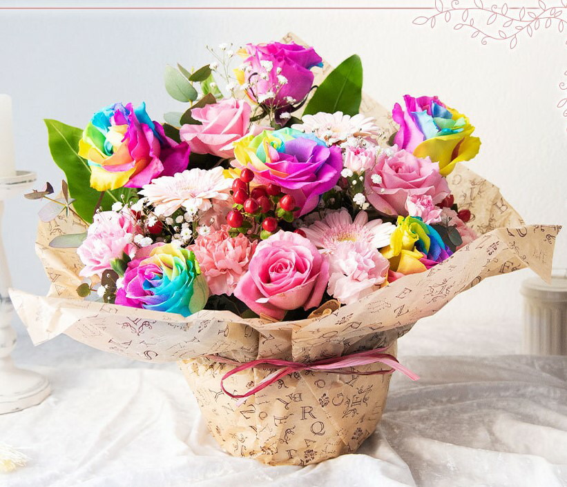 楽天市場】アレンジメント 虹色フラワーアレンジメント21,000円