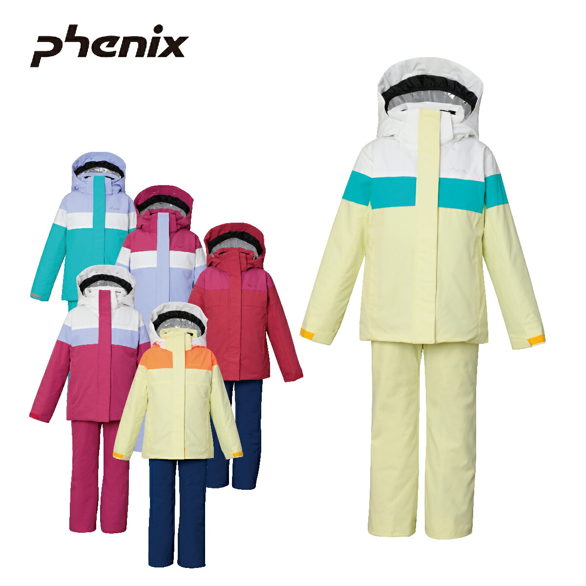 【美品】phenix キッズ　スキーウェアー　スノボウェアー　110cm KIDS/JUNIOR】子供用スキーウェア アウター上下セット ツーピース