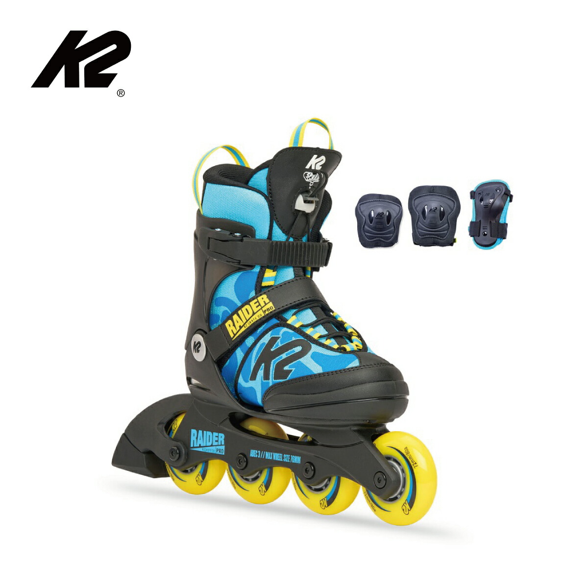 【エントリーでP最大10倍！10日1時59まで】 インラインスケート キッズ ジュニア K2 ケーツー 2023 RAIDER PRO PACK【プロテクター付き】 8,960円