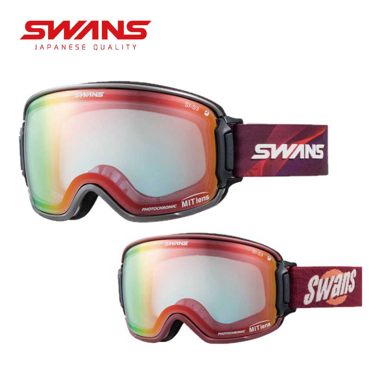 【早期取っておく】SWANS スワンズ スキーゴーグル メンズ レディース ＜2027＞RIDGELINE / リッジライン / RL-MDH-CMIT-RD 【ASIAN FIT】【調光】【銀鏡】【メガネ・眼鏡相応うゴーグル】