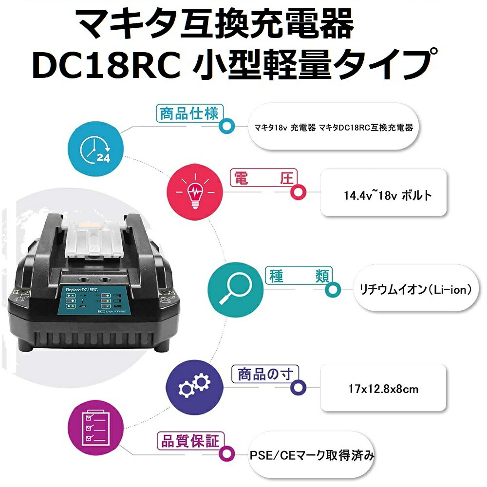 BL1860B+DC18RC小型軽量型マキタ互換バッテリー充電器セット18v6.0Ah6000mAhリチウムイオン蓄電池ブロアーインパクトドライバードリル草刈機ブロワー電動工具ハンディークリーナーコードレス掃除機交換用電池