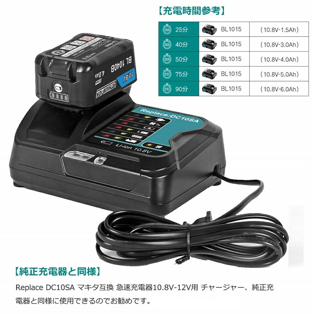 メーカー直送】 BL1040B 4個セット BL1015 6.0Ah マキタ 10.8v 12v 兼用 4.0Ah 4000mAh 互換  リチウムイオン バッテリー 蓄電池 インパクトドライバー 電動工具 ハンディー コードレス 掃除機 クリーナー 交換用電池 makita 純正 充電器  対応 fucoa.cl